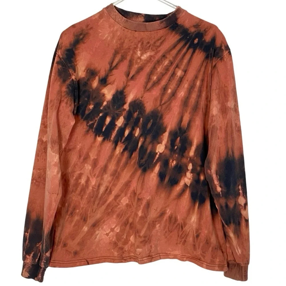 ESNTLS Tie Dye Long Sleeve Tee Tshirt Mens XS Cotton Hemp Handmade Upcycled